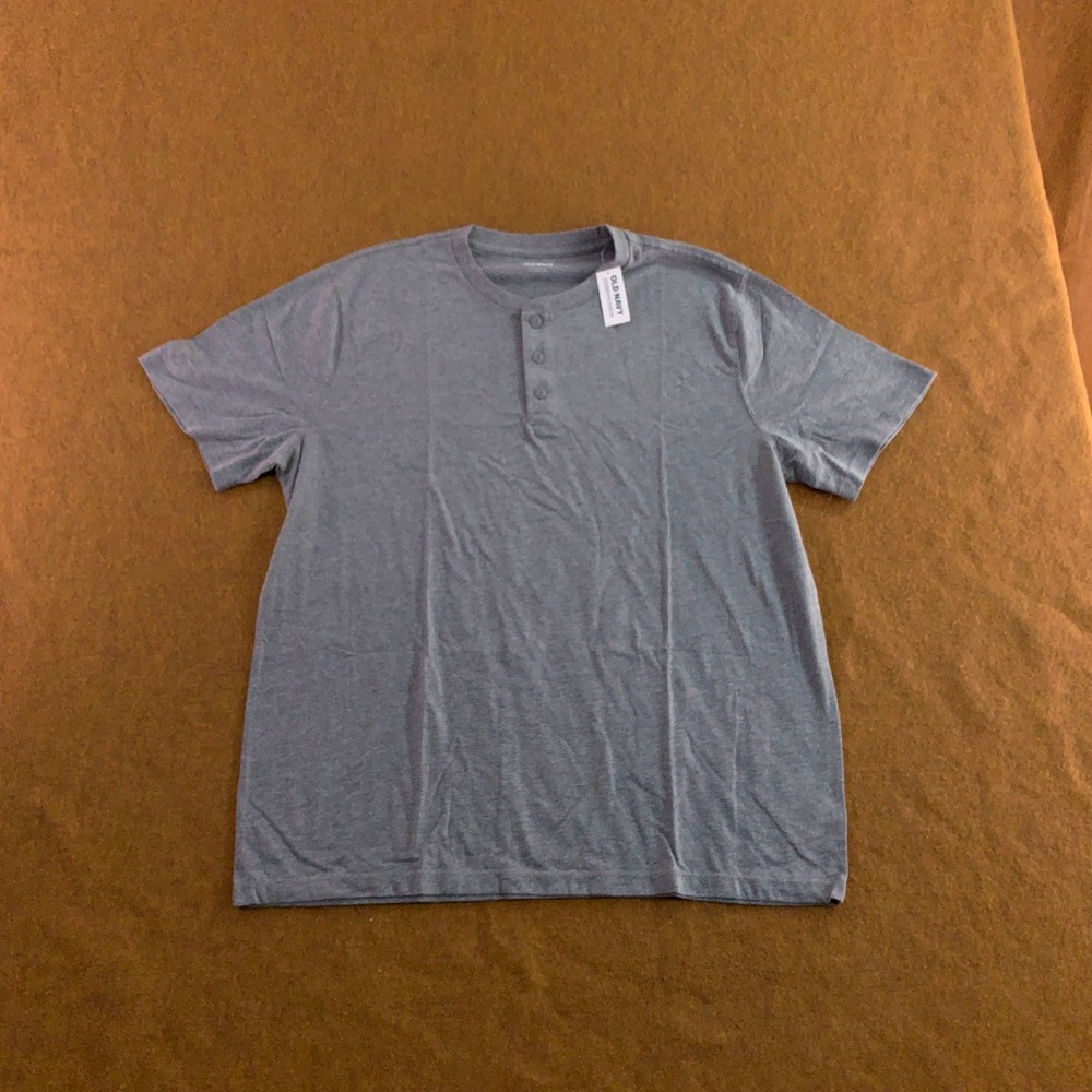 Old Navy Mens Large Gray Soft-Washed Short Sleeve Henley T-Shirt NWT